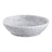 A light gray round melamine ramekin with a speckled pattern.