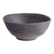 A dark gray round melamine bowl with a speckled pattern.