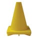 A yellow plastic sport cone with a square base.