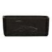 A black rectangular resin bowl with swirl lines on the sides.