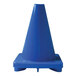 A small blue plastic sport cone with a square base.