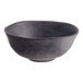 A dark gray round melamine bowl with a speckled finish.