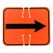 An orange rectangular traffic sign with a black right-pointing arrow.
