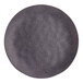 A dark gray round melamine plate.