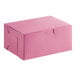 A Baker's Lane pink bakery box with a lid.