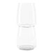 A clear Tossware Rocks glass stacked on top of another.