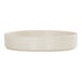 A round ivory melamine plate with a raised rim.