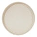 A round ivory melamine plate with a raised rim.