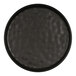 A close up of a Cal-Mil matte black round melamine plate with a wavy texture.