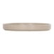 A taupe-colored, low rim melamine plate.