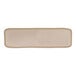 A rectangular matte taupe melamine platter with a white border.