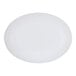 A white oval melamine platter with a small rim.