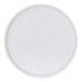 A white Cal-Mil melamine plate with a round rim.
