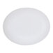 A white oval melamine platter with a white border.