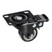 A black metal caster wheel with a mounting plate and brake, designed for use with Avantco 177LT93 dehydrators.