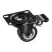A black swivel caster wheel with a mounting plate and brake, designed for use with Avantco 177LT105 dehydrators.