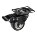 A black swivel caster wheel with a mounting plate and brake, designed for use with the Avantco 177LT105 dehydrator.