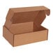 A brown cardboard Lavex mailer box with an open lid.