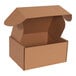 A brown Lavex cardboard mailer with an open lid.
