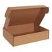 A Lavex brown cardboard mailer with an open lid.