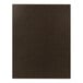 A close-up of a black H. Risch, Inc. linen menu cover with album style corners.