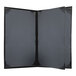 A grey rectangular menu cover with a black border and album style corners.