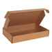 A brown Lavex cardboard mailer with a lid open.