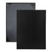 Two black rectangular H. Risch, Inc. menu covers with white borders.