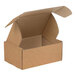 A brown Lavex Kraft corrugated mailer with a lid open.