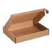 A brown Lavex cardboard mailer with the lid open.