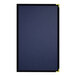A blue rectangular H. Risch, Inc. menu cover with gold corners.