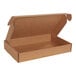 A brown Lavex Kraft corrugated mailer box with a lid open.