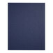 A blue rectangular linen menu cover with album style corners.