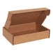 A brown Lavex cardboard mailer with an open lid.