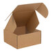A close-up of a brown Lavex cardboard box with a lid open.