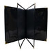 A black rectangular H. Risch, Inc. menu cover with gold corners.