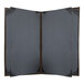A black linen menu cover with brown album style corners.