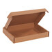 A brown box with a lid open.