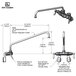 A T&S wall mounted pantry faucet with adjustable centers and a 16" swing nozzle.