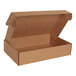 A brown Lavex corrugated mailer box with a lid open.