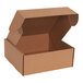 A brown Lavex corrugated mailer box with a lid open.