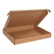 A brown Kraft corrugated mailer box with an open lid.