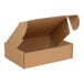 A brown Lavex Kraft corrugated mailer box with an open lid.