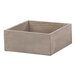 A Cal-Mil gray wood square box with a square top on a table.