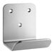 A stainless steel hands-free foot door opener with three mounting holes.