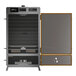 A large metal oven with a door open.