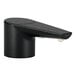 A Bobrick matte black deck-mount automatic foam soap dispenser on a counter.