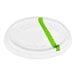 A World Centric clear plastic lid with a green stripe.