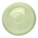 A clear green-tinted dome lid for compostable cold cups.