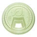 A green compostable plastic sip lid designed for 9-24 oz. cold cups.